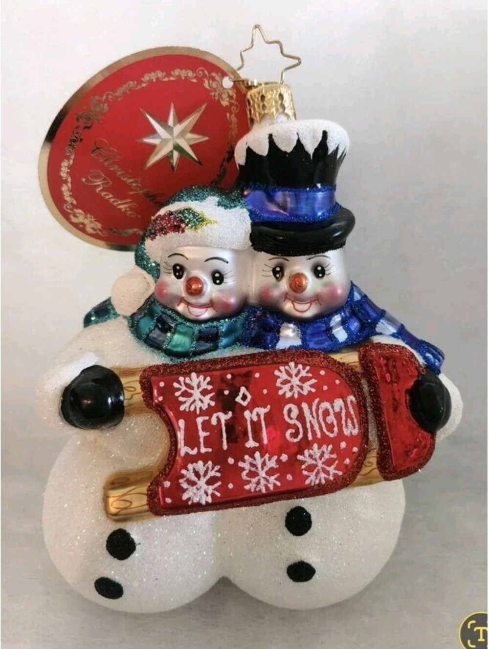 Christopher Radko Glass Ornament Winterland Fun, New w/Tag, Handpainted